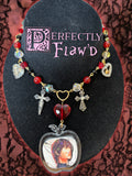 male manipulator dyed jade gold photo charm necklace