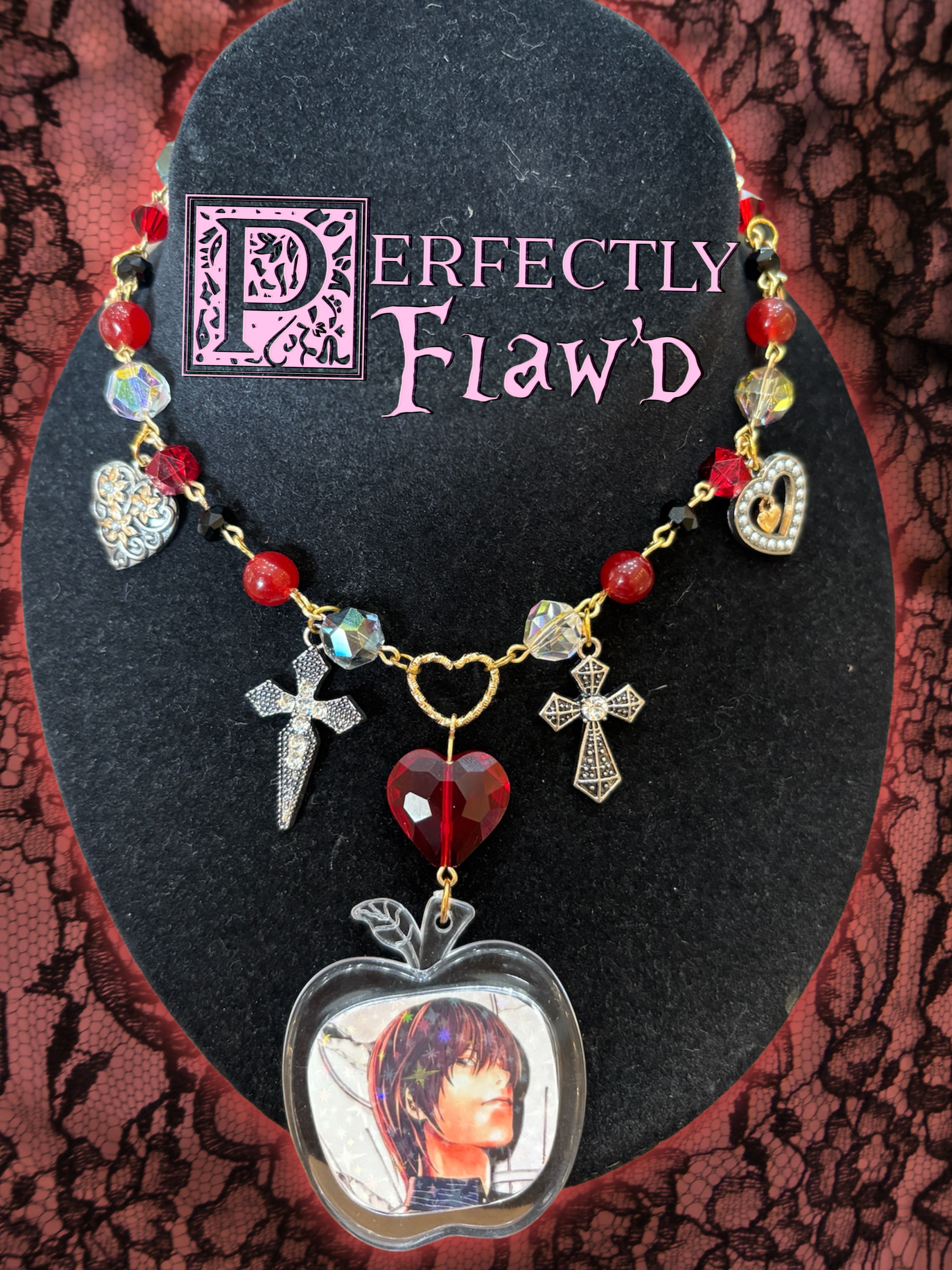 male manipulator dyed jade gold photo charm necklace