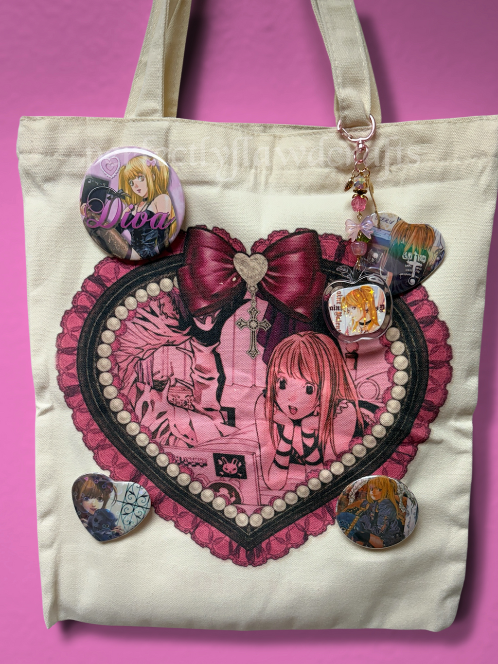 goth girl sublimated tote bag