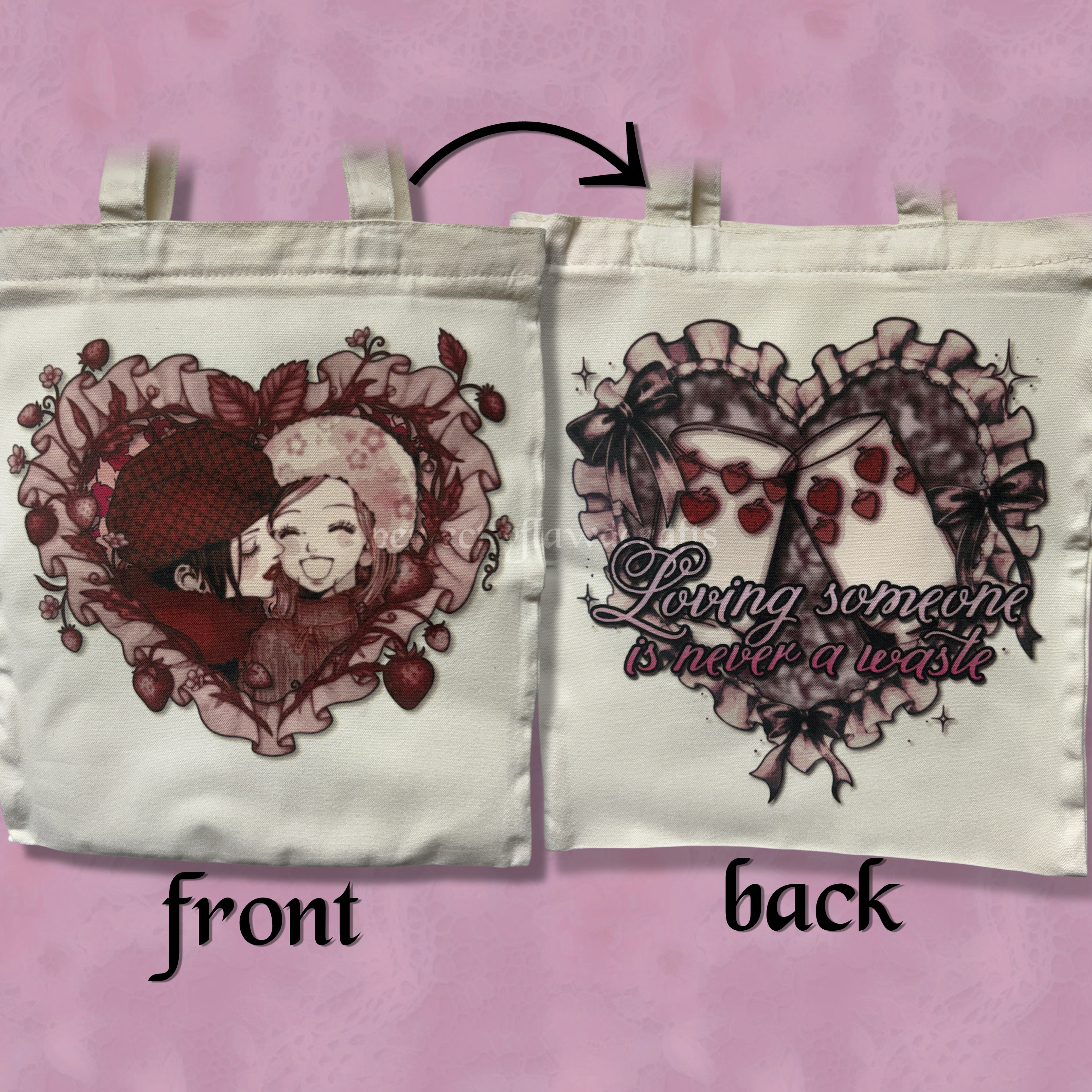roommates sublimated tote bag