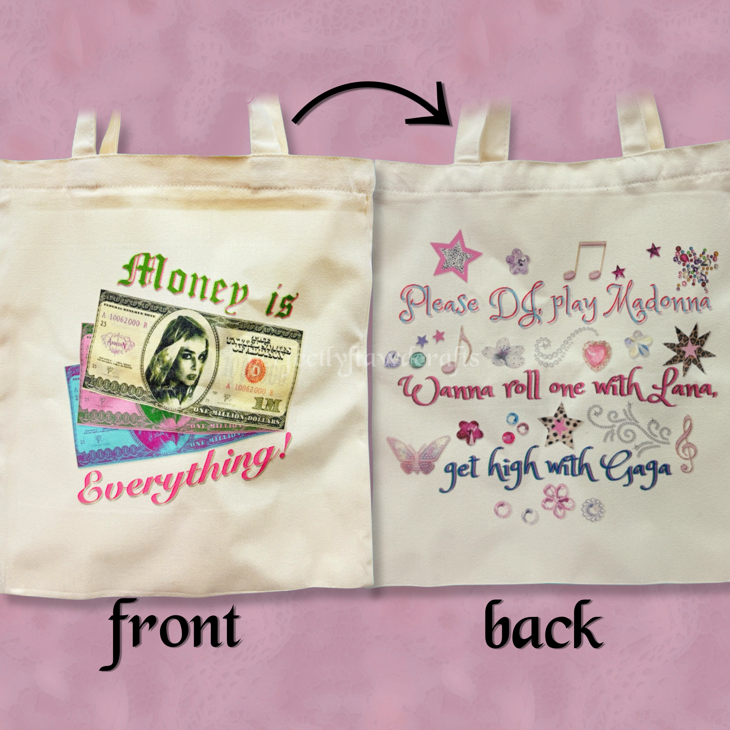 money is everything sublimated tote bag