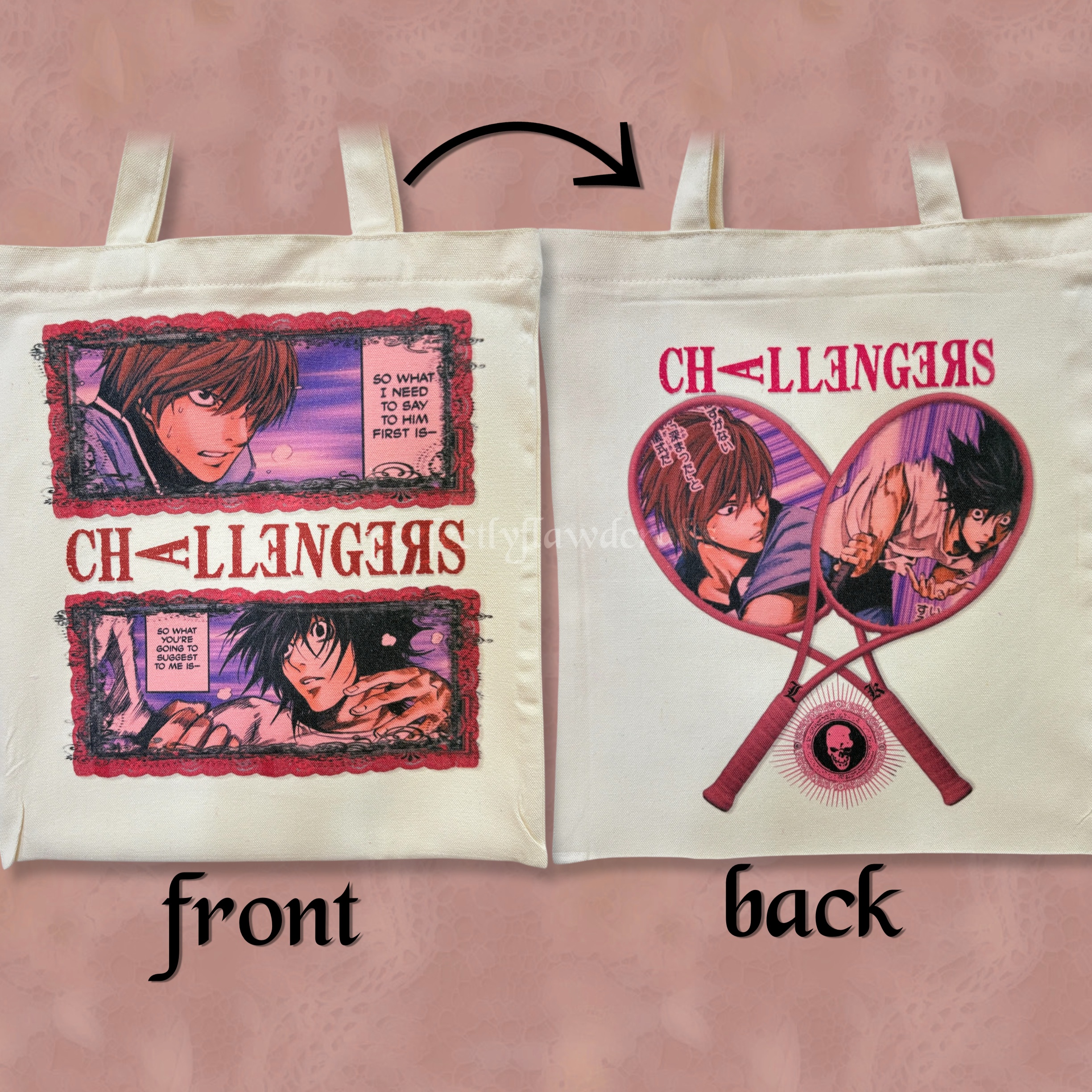 tennis rivals sublimated tote bag