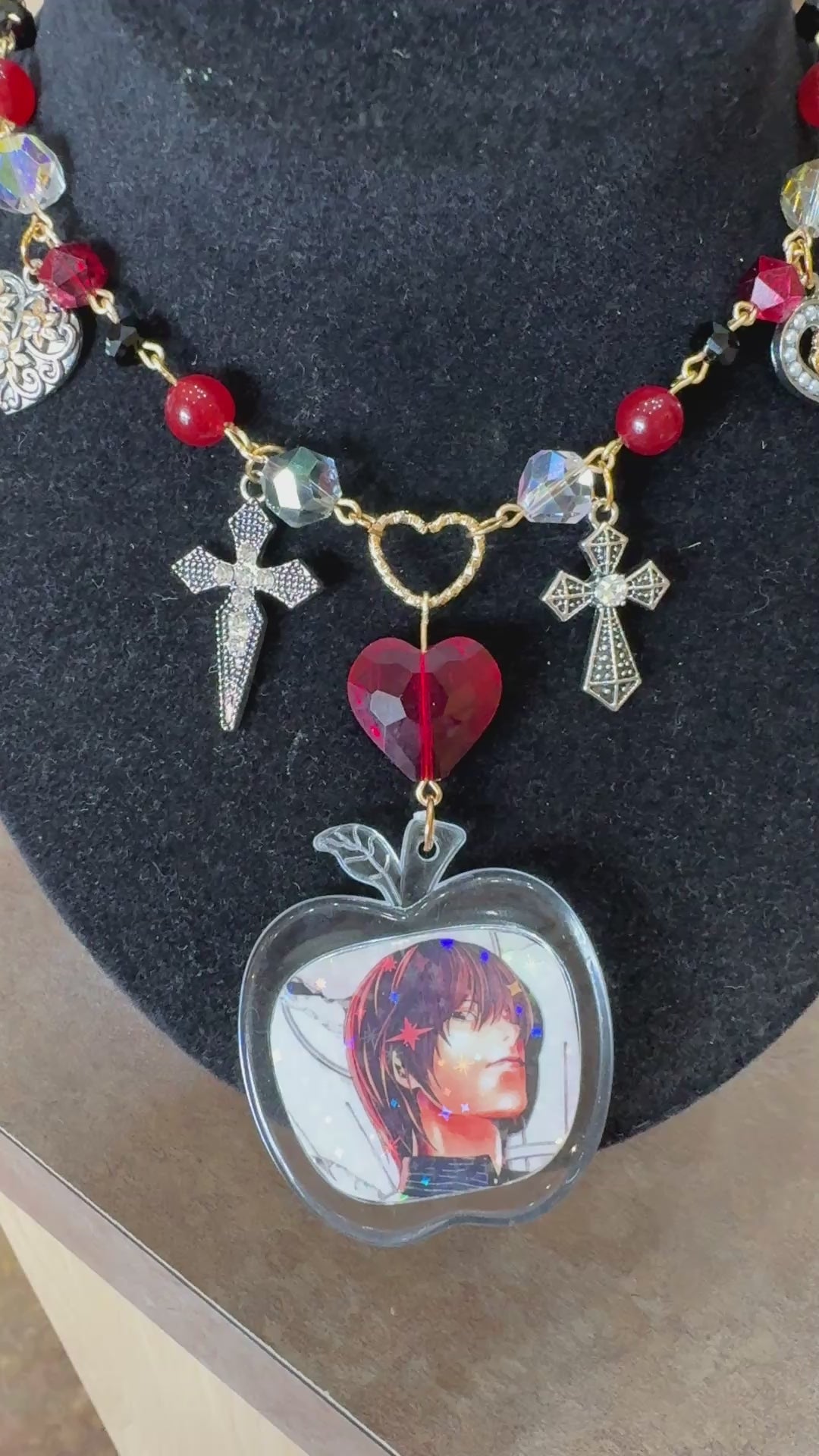 male manipulator dyed jade gold photo charm necklace